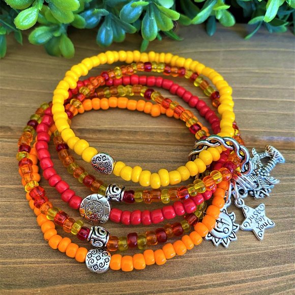 New Stack of 5 Boho Bracelets Southwest Colors - Picture 6 of 6
